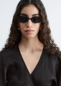 Robe courte en lin noir pour femme, col mandarin, manches longues, nouée sur le côté, décontractée, toutes saisons, éco-responsable, silhouette évasée - Product Image 5