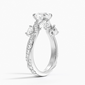 Anillo BOJ 04 con Corte Cojín, Plata 925, Diamante Camelia Grande y Baño de Rodio, Anillo de Boda con Moissanita de 2ct, Color D, VVS1, Certificado GRA - Product Image 2