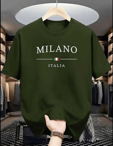 T-shirt pour homme 100% coton - Coupe ajustée, manches courtes, épaules tombantes, été, Italie Milano, 220g, impression DTF, logo personnalisé - Product Image 2