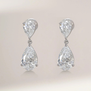 Pear Cut Diamond Drop <b>Earrings</b> 925 <b>Silver</b> Claw Setting Classic Women's <b>Wedding</b> Jewelry - Product Image 1
