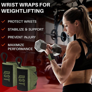 Professional Quality Heavy Duty <b>Wrist</b> <b>Support</b> <b>Thumb</b> Loop Weightlifting <b>Wrist</b> Wraps Polyester Cotton Non-Slip Elastic Closure - Product Image 3