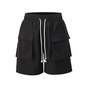 Pantalones cortos tipo cargo para hombre, tejidos, transpirables, con cintura elástica, logotipo personalizado, bolsillos laterales y longitud tipo bermuda a un precio muy razonable. - Product Image 2