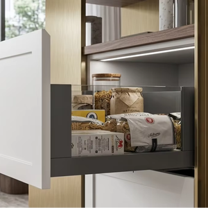 Juego de cajones de muebles vietnamitas con extensión completa, cierre suave, vidrio, metal delgado, luz LED para cajón, fabricado en Vietnam para cocina - Product Image 1