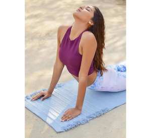 Tapetes de yoga impermeables antideslizantes con diseño floral, alfombras modernas de felpa con reverso de yute para uso en el hogar y al aire libre, para ejercicio. - Product Image 2