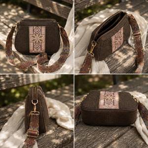 Bolso Bandolera de Lujo Personalizado, Estilo Jaipur, Geométrico, Bordado, Tejido de Rafia, con Correa Ancha Tipo Guitarra, para Mujer - Product Image 2
