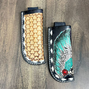 Étui à pince pour couteau pliant personnalisé en cuir de vache usiné à la main avec boucle de ceinture - Product Image 4