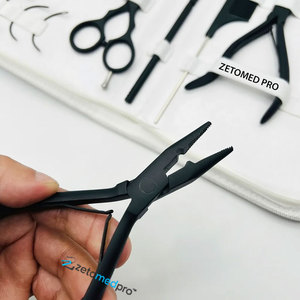 Kit de Herramientas para Extensiones de Cabello con Alicates Negros Mate para Micro Anclajes y Removedor, Tijeras para Cortar Cabello, Herramientas para Separar el Cabello y Agujas de Bucle - Product Image 2