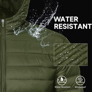 Wholesale Factory Direct Puffer Down <b>Jackets</b> Windproof Outerwear Filled Winter Coats Autumn Outdoor Regular Fit Olive Green Coat - Product Image 6