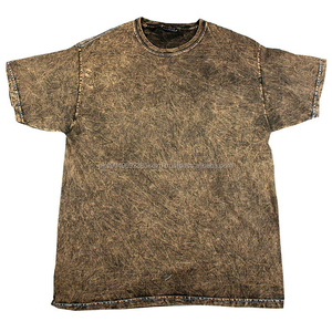 Brown Short Sleeve T-<b>shirt</b> Personalized Blank Distressed T <b>Shirts</b> Label Plain Mineral Wash Tie-dyed Tee <b>Shirts</b> - Product Image 1