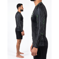 Camiseta de Compresión de Manga Larga para Hombre con Logotipo Personalizado, Diseño Geométrico, Protección Anti-UV, Tejido Reciclado