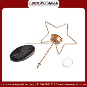 Modern Luxury Hot Sale Metal <b>Star</b> Tea <b>Light</b> Candle Holder on Marble Base Gold Finished Great for Wedding Decor Table Centerpiece - Product Image 3