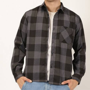 เสื้อเชิ้ตผ้าสักหลาดลายสก็อตจากผู้ผลิต OEM ผ้าฝ้าย 100% ทรงโอเวอร์ไซส์ สไตล์ลำลองสำหรับผู้ชาย ไซส์พลัส คอปกติดกระดุม กันยับ ผลิตตามสั่ง สำหรับฤดูใบไม้ร่วง แขนยาว - Product Image 1