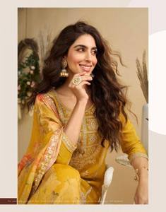 NUEVO LANZAMIENTO: Conjunto Salwar Kameez Étnico de 3 Piezas con Pantalón y Dupatta, en Seda Chinon Pesada, para Fiestas Tradicionales - Product Image 3