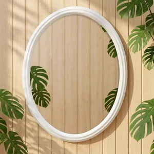 VILLA SINGLE WALL <b>MIRROR</b> <b>WHITE</b> Oval Shape Minimalist Design Decorative Framed - Product Image 1