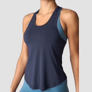 <b>Ladies</b> Curved Hem Loose Fit Plus Size Sleeveless Breathable Summer Wear Gym Clothes <b>Tank</b> <b>Top</b> Quick Dry Activewear Plain Set - Product Image 1