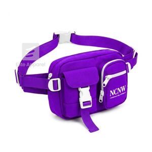 Bolso de cintura personalizado NCNW Sorority, morado y blanco, estilo casual, con logo bordado y bolsillo con cremallera para ropa griega femenina - Product Image 2
