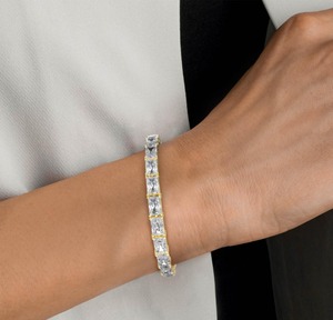 Pulsera de tenis de lujo de oro rosa de 9K con diamantes de laboratorio de corte radiante, 22.73 CTW - Product Image 5