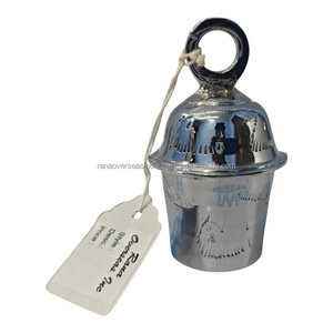 Cloche suspendue artisanale en laiton plaqué argent, cloche décorative de temple pour la maison, la porte, le mur, cadeau spirituel de Noël haut de gamme - Product Image 2