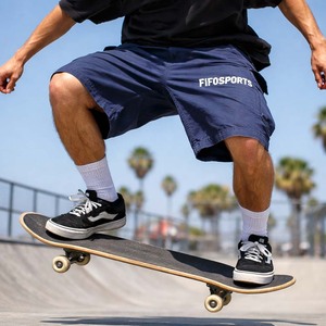 Pantalones Cortos Cargo para Hombre con Logotipo Personalizado, Azules, Multibolsillos, Casuales, con Cordón, para Verano, al por Mayor - Product Image 4