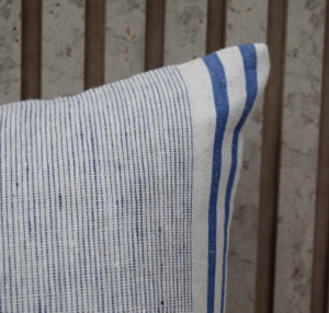 Handcrafted 100% Linen Decorative <b>Cushion</b> <b>Cover</b> Pink Stripe Square Pillow <b>Cover</b> for Modern Farmhouse Interior - Product Image 3