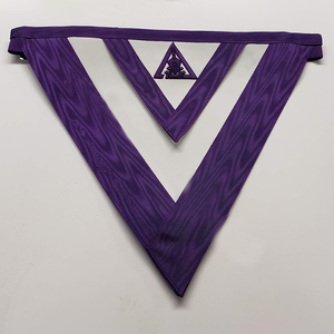 Custom <b>Purple</b> <b>Fabric</b> Masonic Apron Triangle Shape Silk Screen Printed Badge With Butterfly Clutch Attachment - Product Image 5