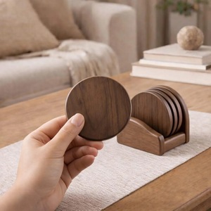 Wholesale ILAHI's Eco-Friendly Brown Square Wooden Coaster Classic Design Tabletop Protective Accessory Customizable Size Home - Product Image 4