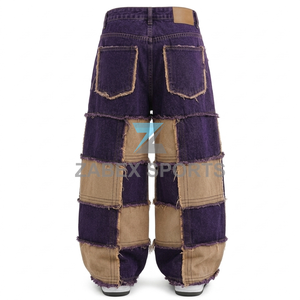 Pantalones Vaqueros de Mezclilla con Parches de Diseño para Hombre, Estilo OEM ODM, Tela Gruesa, Corte Holgado, Estilo Urbano, Jeans Cargo Hechos a Medida - Product Image 2
