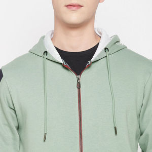 Sudadera con capucha de algodón y forro polar con cremallera completa para hombre, diseño de bloques de color, logotipo personalizado, ropa urbana, proveedor al por mayor OEM - Product Image 4