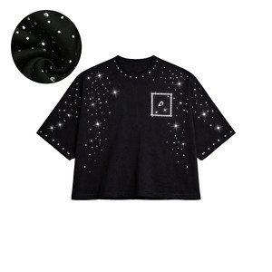 เสื้อยืดผู้ชายเทรนดี้ปี 2026 ประดับเพชรเทียม ทรงโอเวอร์ไซส์ ทรงบ็อกซี่ ผ้าฝ้ายลำลอง สตรีทแวร์ 300 GSM ทรงหลวม แฟชั่นเสื้อยืดฤดูร้อน - Product Image 2