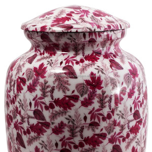 Venta al por mayor de urnas de cremación de metal de aluminio para cenizas humanas Urnas de cremación blancas de recuerdo florales grandes para cenizas y funerales de adultos - Product Image 3