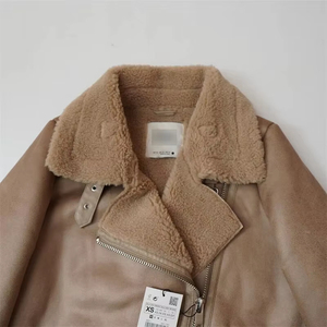 Chaqueta de Invierno para Mujer, Nueva, Combinada con Piel Sintética y Cuero, Estilo Bomber, Cierre de Cremallera, Transpirable, con Forro de Lana de Oveja y Piel de Vaca, Estilo Motociclista - Product Image 5
