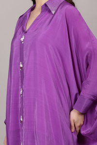 Premium Women Fashion Hub 2pc Crepe Cord set Purple colour <b>Kaftan</b> with Beads work For Elegant Fashion Lovers - Product Image 5