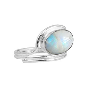 Gourik 925 Sterling Silver High Polish Rainbow Moonstone Gemstone Bezel Setting Vintage <b>Split</b> Shank Women's <b>Ring</b> Everyday Fine - Product Image 2