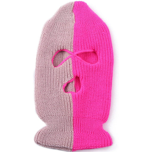 Cagoule tricotée unisexe rose bicolore, masque facial, cache-cou d'hiver pour le ski en extérieur, taille adulte 56-58CM - Product Image 3
