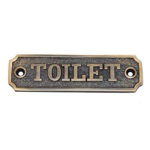 Plaque de porte rectangulaire en laiton moulé, style industriel, pour toilettes, à fixer au mur, signalisation de salle de bain, faite à la main, personnalisable - Product Image 5