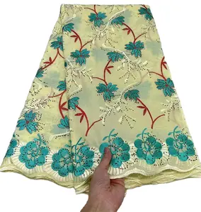 Renda voile katun cantik desain gaya cantik kain katun renda swiss kualitas tinggi untuk pesta wanita