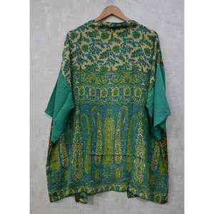 Handmade <b>Silk</b> Patchwork Short <b>Kimono</b> Womens Boho <b>Kimono</b> Jacket Lightweight <b>Silk</b> Robe Unique Patchwork Design Summer Loungewear - Product Image 4