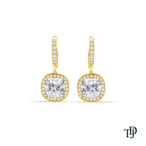 Pendientes de Oro de 14K con Diamantes Cultivados en Laboratorio, Corte Cojín, Brillo Brillante, Estilo Vintage - Product Image 1