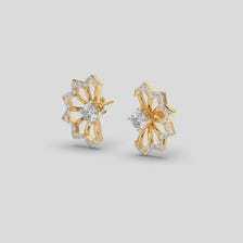 1.00CT Floral Diamond <b>Stud</b> Earrings, 14K Gold Flower Earrings, Round Center Stone Earrings, Elegant Wedding Jewelry, Gift for He - Product Image 4