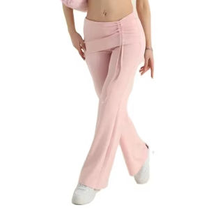 Pantalon cargo décontracté à taille haute avec poches latérales à rabat, pantalon de jogging pour femme, idéal pour l'entraînement et la course à pied - Product Image 2