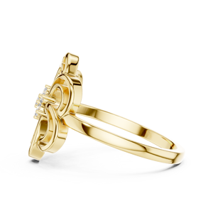 Anillo apilable de oro macizo de 14k para mujer, con diamante de corte redondo en forma de flor, minimalista, para regalo, compromiso, aniversario, boda - Product Image 3