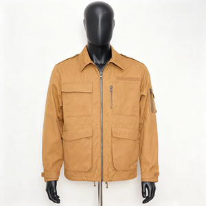 Chaqueta Cortavientos con Capucha para Hombre, Color Verde Oliva, Corte Regular, Estilo Casual, Color Sólido, Múltiples Bolsillos, Tejido de Poliéster, Estilo Otoñal - Product Image 3