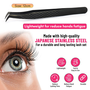 Wholesale Isolating Eyelash Tweezers Lash Applicator <b>Tool</b> for Lash Extensions Fiber Tip 45 90 Degree with Stainless Steel - Product Image 2