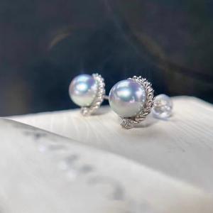 Pendientes de Plata de Ley 925 BlueRose, Diseño de Espiral, Familia M, Girasol, Japón, Zhenduo, Mahua, Perla Marina Japonesa - Product Image 3