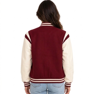 <b>Women</b> Varsity <b>Jacket</b> Letterman Style Outerwear Soft Fabric Durable Construction Snap Button Closure Comfortable Fashion OEM - Product Image 2