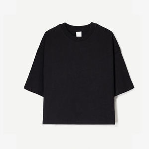 Camiseta de algodón 100% personalizada, de manga corta, corte holgado y extragrande, con logo OEM, antiencogimiento, para mujer, talla grande, con hombros caídos. - Product Image 4