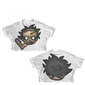 Womens crop top tshirt premium <b>combed</b> cotton soft breathable white graphic screen print custom logo Breathable Crop Top shirt - Product Image 3