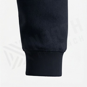 Survêtement à capuche noir pour homme, couleur unie, manches longues, vêtements de sport décontractés avec poches latérales et fermeture à cordon - Product Image 6