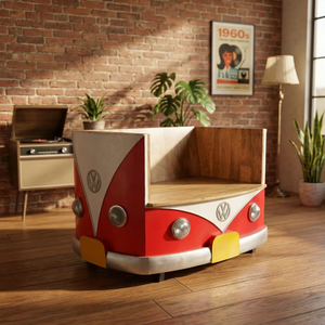 Canapé-lit Volkswagen réplique, mobilier vintage sur le thème automobile pour restaurants, garages, espaces commerciaux et intérieurs résidentiels - Product Image 3
