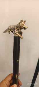 Canne de marche en bois et métal avec poignée en forme de loup, style victorien antique en laiton, légère, faite à la main, objet de collection, cadeau unisexe, pour usage extérieur - Product Image 6